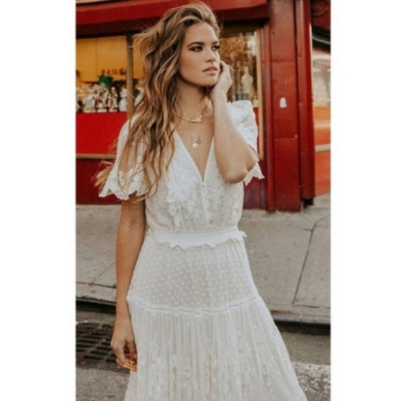 🌞BOHO FLORAL LACE MAXI DRESS - Picture 3 of 5